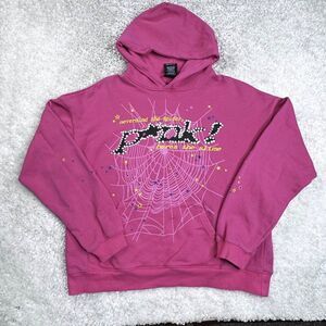 Sp5der Worldwide x Young Thug Pink Graphic Hoodie Womens Large/Mens M
